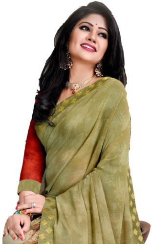 Fancy Saree - Georgette, 6.30 Mtrs Length, Green Color | Available in 10 Vibrant Colors, Printed Pattern, Ideal for Parties and Daily Wear