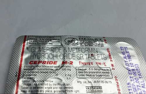 Glimepride Metformin Hydrocloride Sr Tablets Specific Drug