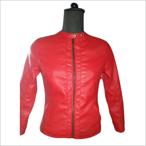 Ladies Leather Red Jacket