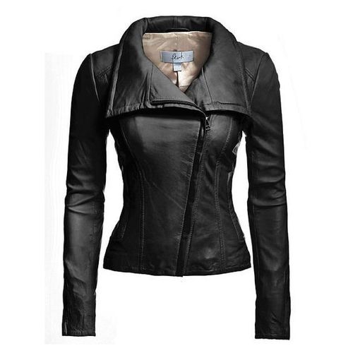 Ladies Pure Black Leather Jacket