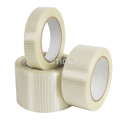 Cross Filament Tapes - Adhesive Coated, 50 Meter Length, White/Brown, Single Sided, Pressure Sensitive, Ideal for Carton Sealing