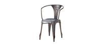 Iron Chair - Galvanized Iron With Curved Back, Stackable Design For Easy Storage, Black Color, Retro Style For Living Room