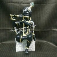 Handcrafted Black Marble Krishna Statue