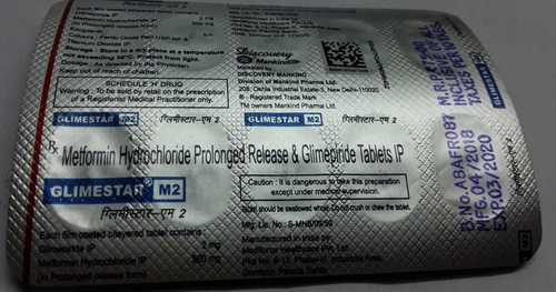 Metformin Hydrolcloride Prolonged Release Glime Piride Tablets General Medicines