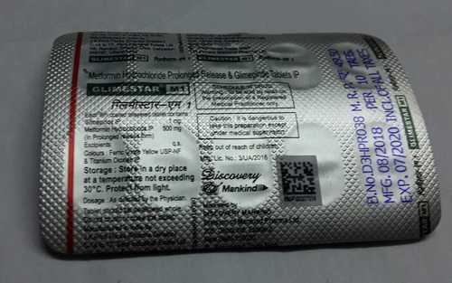 Metformin Hydrocloride Prolong Released Glime Pride Tablets General Medicines