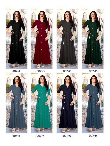 8 Colors Rayon Stylish Long Kurtis