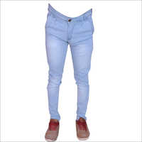 Mens Ice Blue Shaded Regular Fit Stretchable Jeans