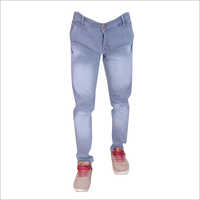 Mens Light Grey Shaded Regular Fit Full Stretchable Jeans