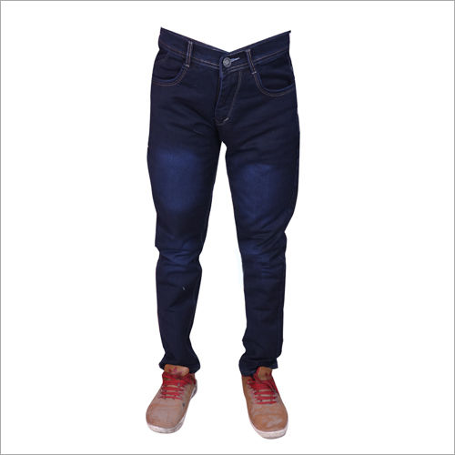 Mens Navy Blue Regular Fit Stretchable Jeans