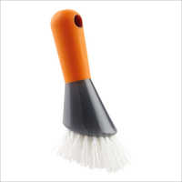 Wash Basin Cleaning Brush - Nylon Bristles, 4 Inches Handle, 2 Inches Curved Head, Orange | Durable, Easy Cleaning, Ergonomic Design, Gentle On Surfaces