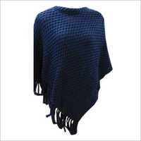 Blue Woolen Poncho Top