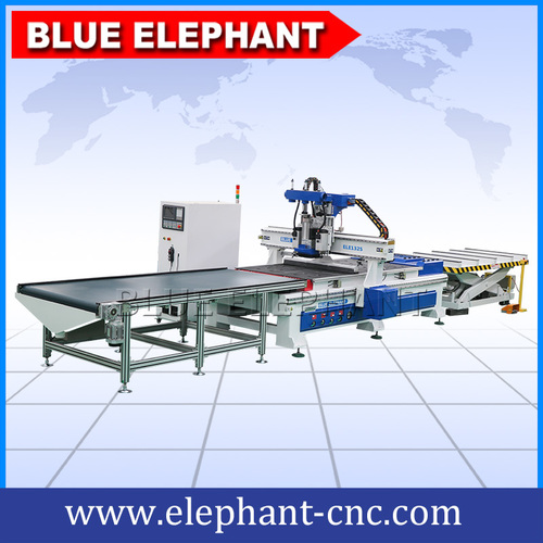 Blue Elephant New Production Line Cnc Router Wood Working Automatic Loading And Unloading Nesting Machine Dimension(L*W*H): According To Your Order Millimeter (Mm)