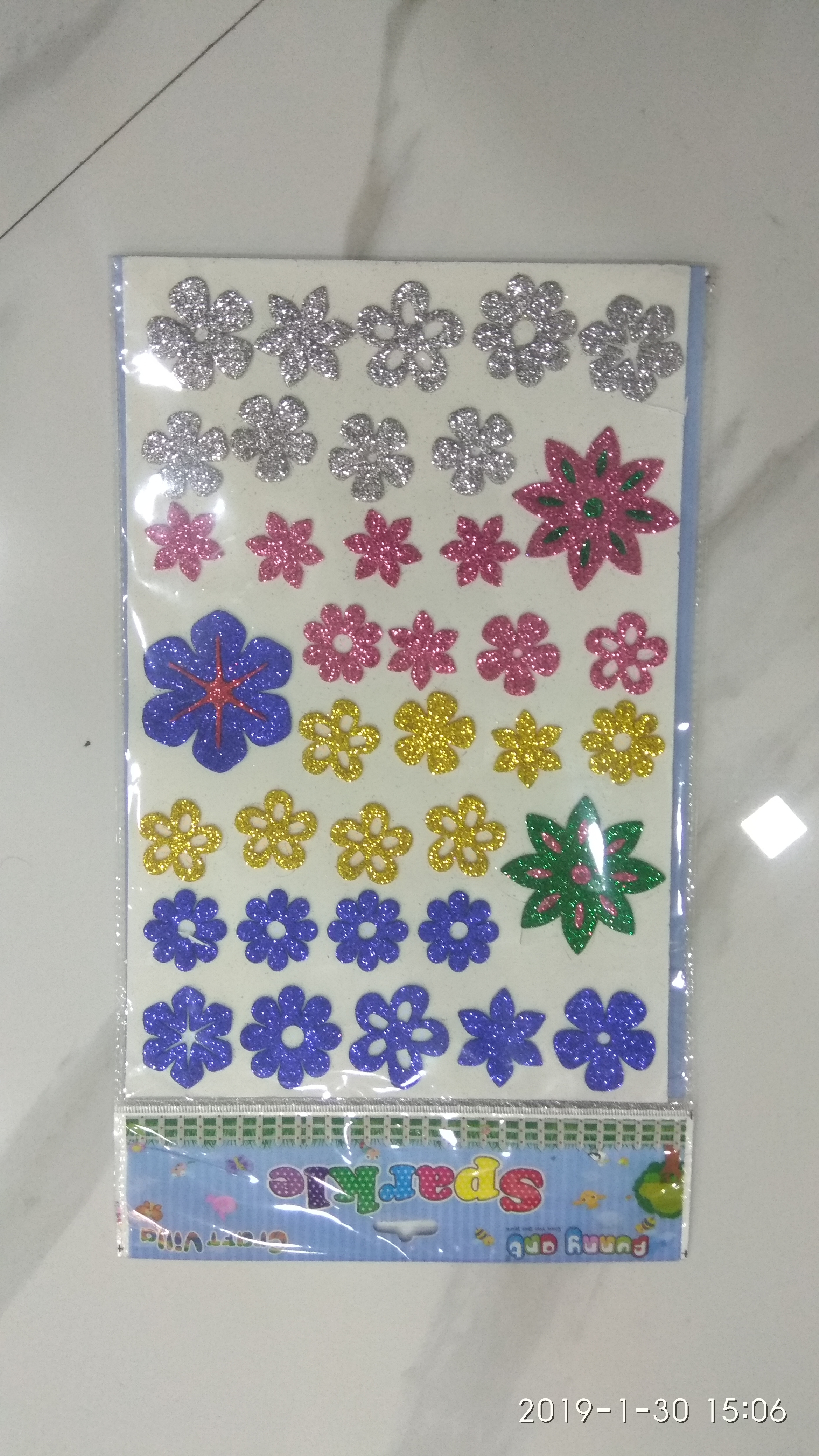 Craft Villa Sparkle Flower Glitter sticker