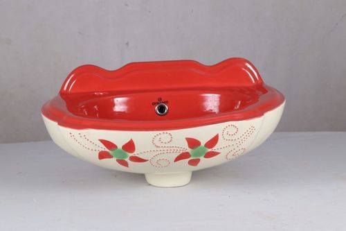 Rani Red Printed Wash Basin