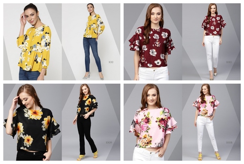 4 Colors Mix Rayon Print Western Top
