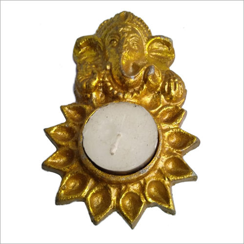 Gold Brass Ganesh Statue Diya