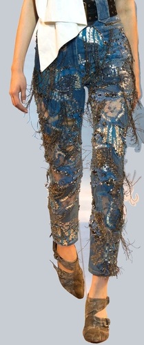 Handwork Embroidery On Denim Fabric