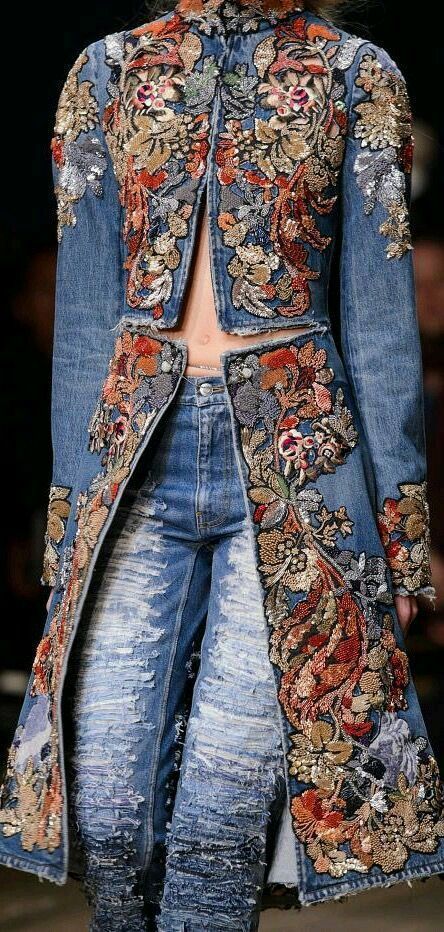 Denim Fabric with Customized Hand work Embroidery