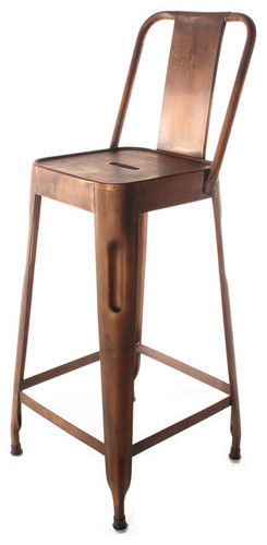 Metal Low Back Bar Chair Copper Finish