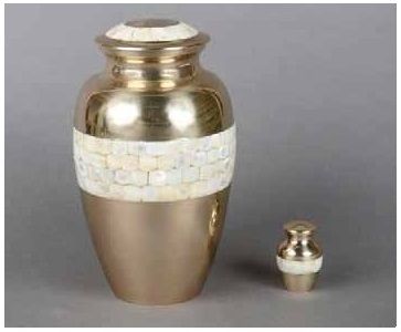 Mother of Pearl Brass Metal Cremation Urn