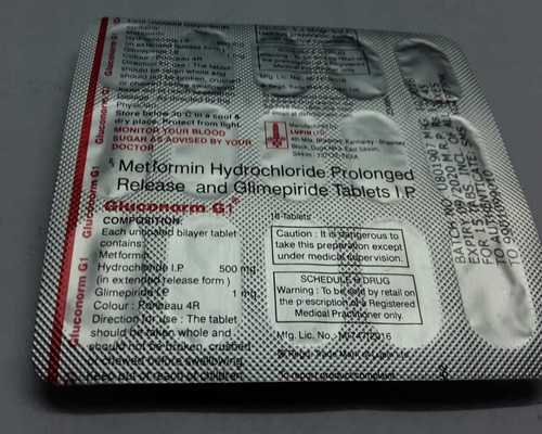 Metformin Hydrocloride Prolong Released Glime Pride Tablets General Medicines