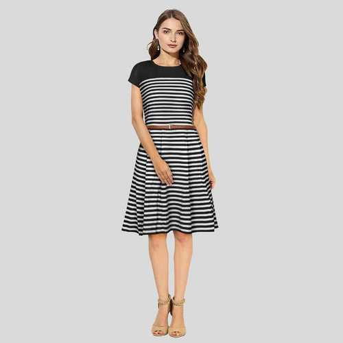 Exclusive Designer Black Ethnic Dress - Crepe Material, Sizes S-XXL, 35-36 Inch Length, Short Sleeves, Washable, No Fade, All Season Style