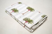 Palm Tree Print Design Twin Kantha Bed cover