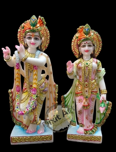 RK02 White Marble Radha Krishna Murti