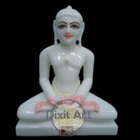 Polishing White Marble Mahavir Statue