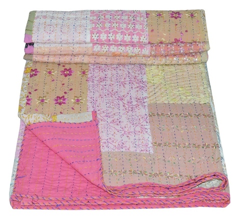 Patchwork Twin Kantha Quilt By RAMDEV HANDICRAFTS