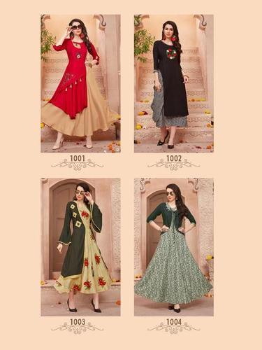 4 Colors Stylish Rayon Kurtis