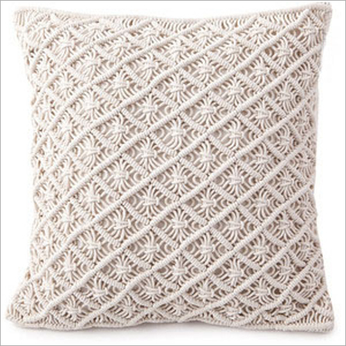 White Macrame Cushion