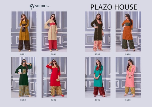 8 Colors Printed Palazzo With Kurtis