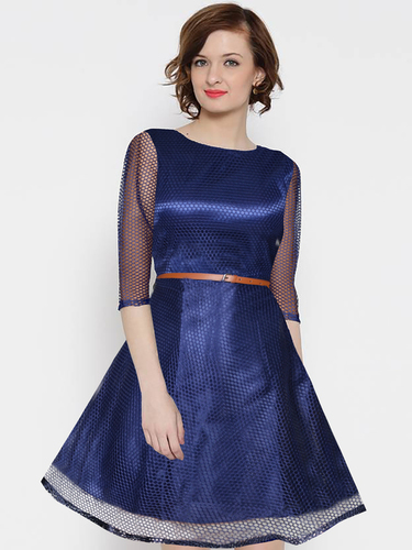 Western Wear for Ladies - Cotton Blend, Sizes S, M, L, XL, XXL, Blue, Short Sleeves, Trendy Dress, Washable, No Fade, All Season