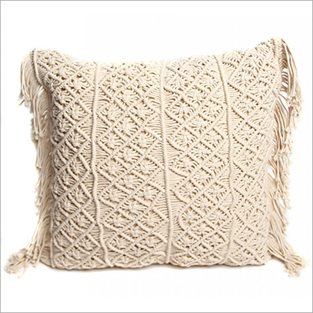 Cream Macrame Cushion