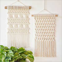 Mini Macrame Wall Hanging - Cotton, Hand Washable, Modern Design, Simple Pattern, Ivory White | Decorative Stockinette & Ribbed Style For Home Use