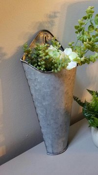 Set of 3 Large Round Hammered Metal Planters