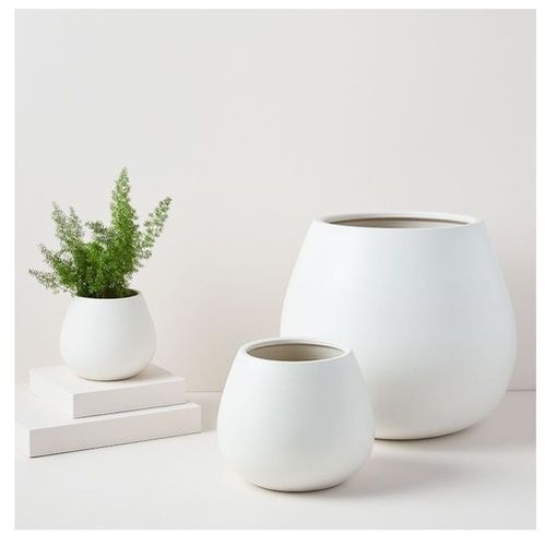 Set Pure White Ceramic Planters