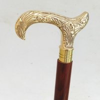 Brass Designer Wooden Walking Stick Vintage Victorian Cane In 3 Folding 36/" gift