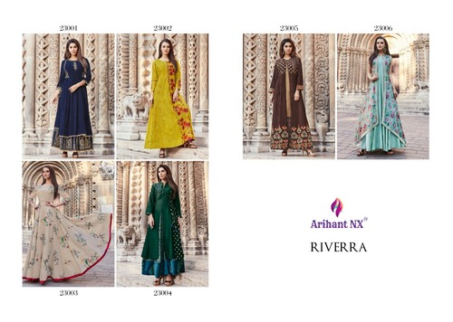 6 Colors Hand Work Printed Part Wear Gown