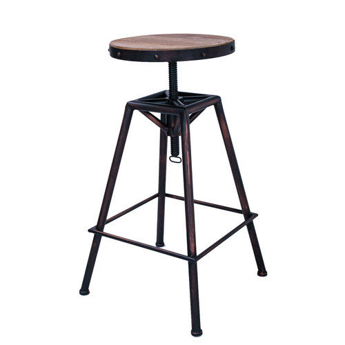 Industrial Metal Round Bar Stool