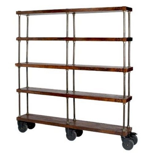 Industrial Bookshelf with Wheel Big