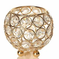 Gold Brass & Crystal Votive Holder