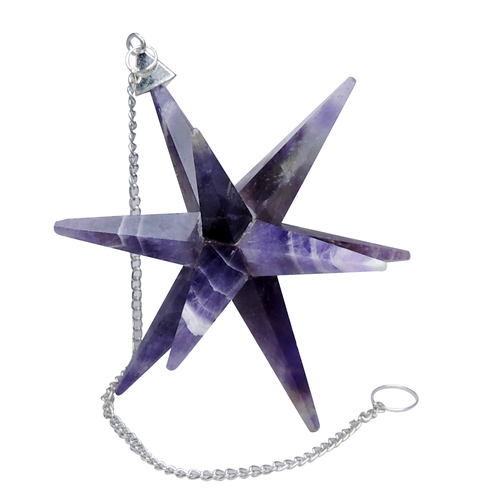 Crystal Natural Amethyst Galaxy Merkaba Star With Healing Properties For Reiki & Home Protection