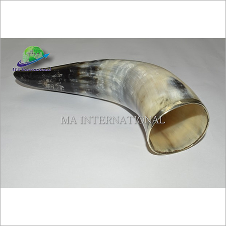 BUFFALO DRINKING HORN WITH METAL RIM
