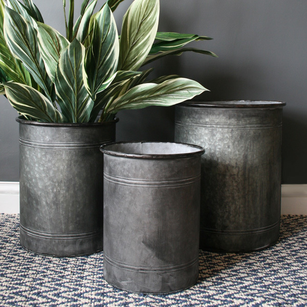 Galvanised Metal Planters Set of 5