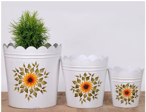 White Sunflower Planter Set of Three