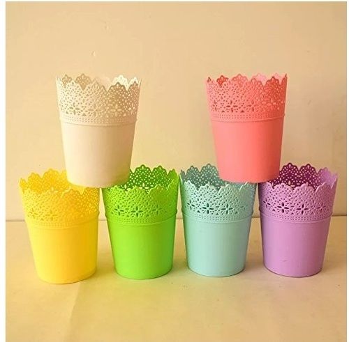 Metal Colorful Half Lace Bucket For Flower Pots