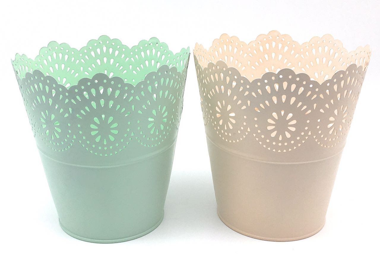 Metal Colorful Half Lace Bucket For Flower Pots