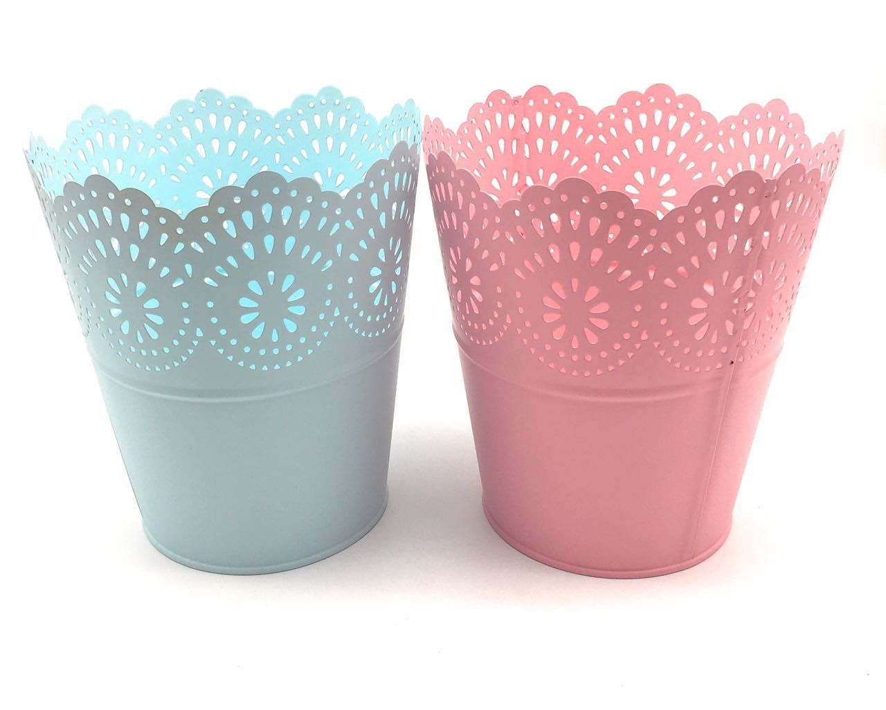 Metal Colorful Half Lace Bucket For Flower Pots